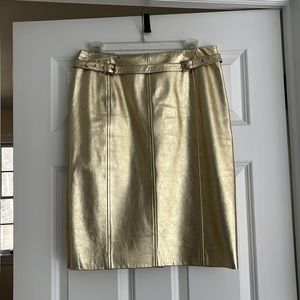 Metallic gold leather skirt